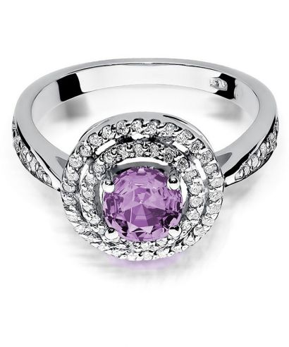 Pierścionek Bonore Crystal Ercolanoz białego złota próby 585 z ametystem 0,9 ct