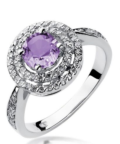Pierścionek Bonore Crystal Ercolanoz białego złota próby 585 z ametystem 0,9 ct