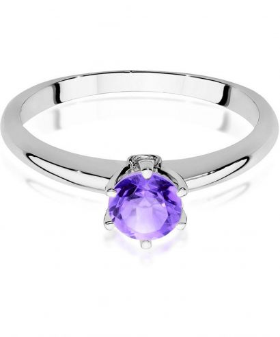 Pierścionek Bonore Crystal Pozzuoliz białego złota próby 585 z ametystem 0,5 ct