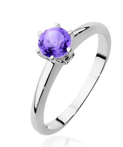 Pierścionek Bonore Crystal Pozzuoliz białego złota próby 585 z ametystem 0,5 ct