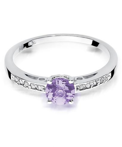 Pierścionek Bonore Crystal Molinaraz białego złota próby 585 z ametystem 0,5 ct