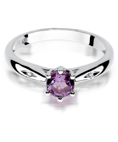Pierścionek Bonore Simple San Lupoz białego złota próby 585 z ametystem 0,5 ct