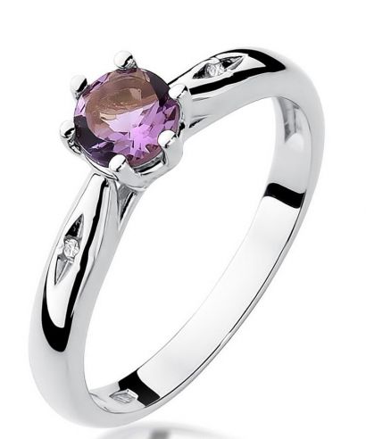 Pierścionek Bonore Simple San Lupoz białego złota próby 585 z ametystem 0,5 ct