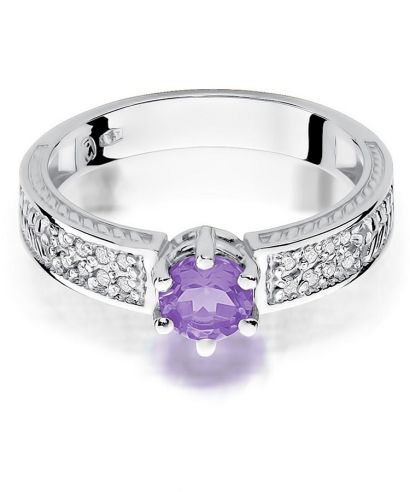 Pierścionek Bonore Crystal Solopacaz białego złota próby 585 z ametystem 0,5 ct