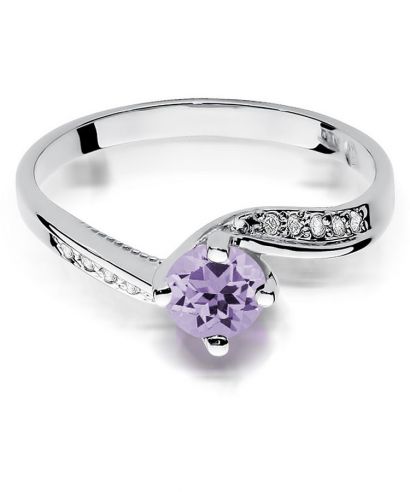 Pierścionek Bonore Midnight Nucettoz białego złota próby 585 z ametystem 0,5 ct