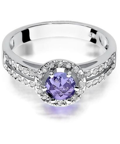 Pierścionek Bonore Crystal Afragolaz białego złota próby 585 z ametystem 0,5 ct
