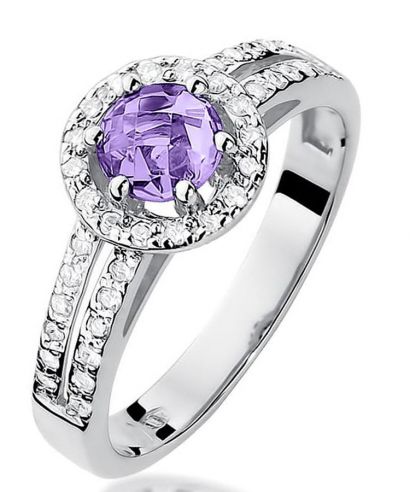 Pierścionek Bonore Crystal Afragolaz białego złota próby 585 z ametystem 0,5 ct