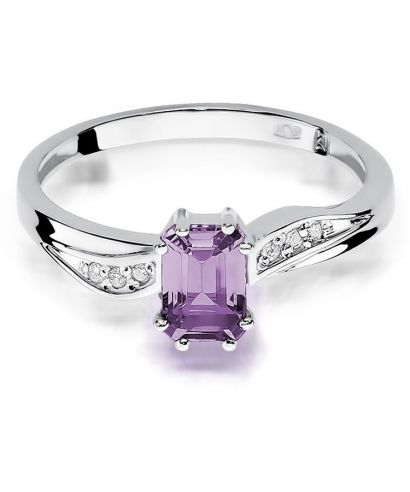 Pierścionek Bonore Crystal Anacapriz białego złota próby 585 z ametystem 0,5 ct
