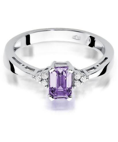 Pierścionek Bonore Simple Circelloz białego złota próby 585 z ametystem 0,5 ct
