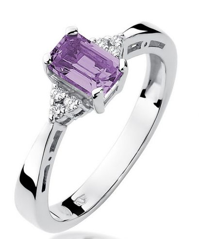Pierścionek Bonore Simple Circelloz białego złota próby 585 z ametystem 0,5 ct