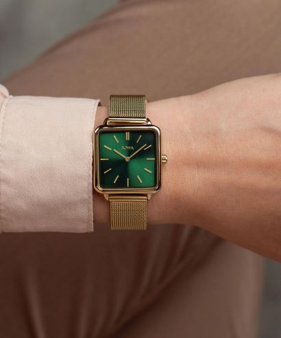 Zegarek damski BOWA Vienna Green Gold Mesh 29