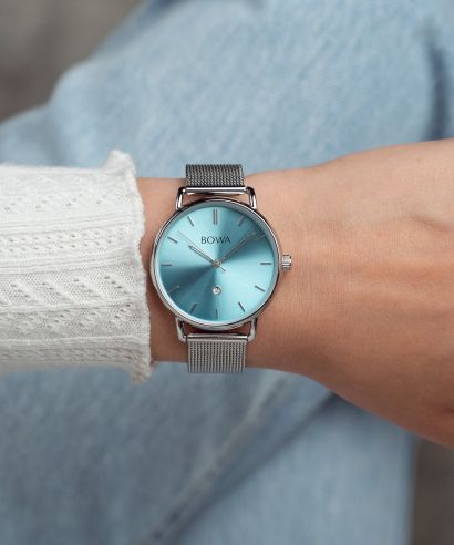Zegarek damski BOWA Milan Ice-Blue Silver Mesh 34