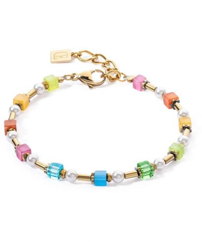 Bransoletka Coeur de Lion Mini Cubes & Pearls Mix Gold Rainbow