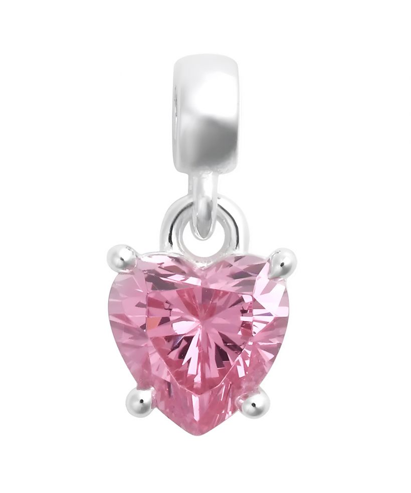 Zawieszka Daniel Wellington Heart Pink Crystal Charm Silver