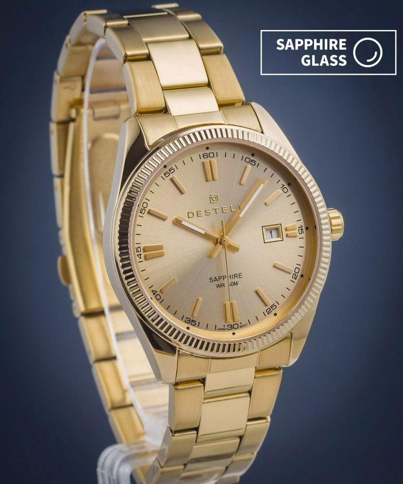 Zegarek męski DESTELL Loup Full Gold Steel Sapphire