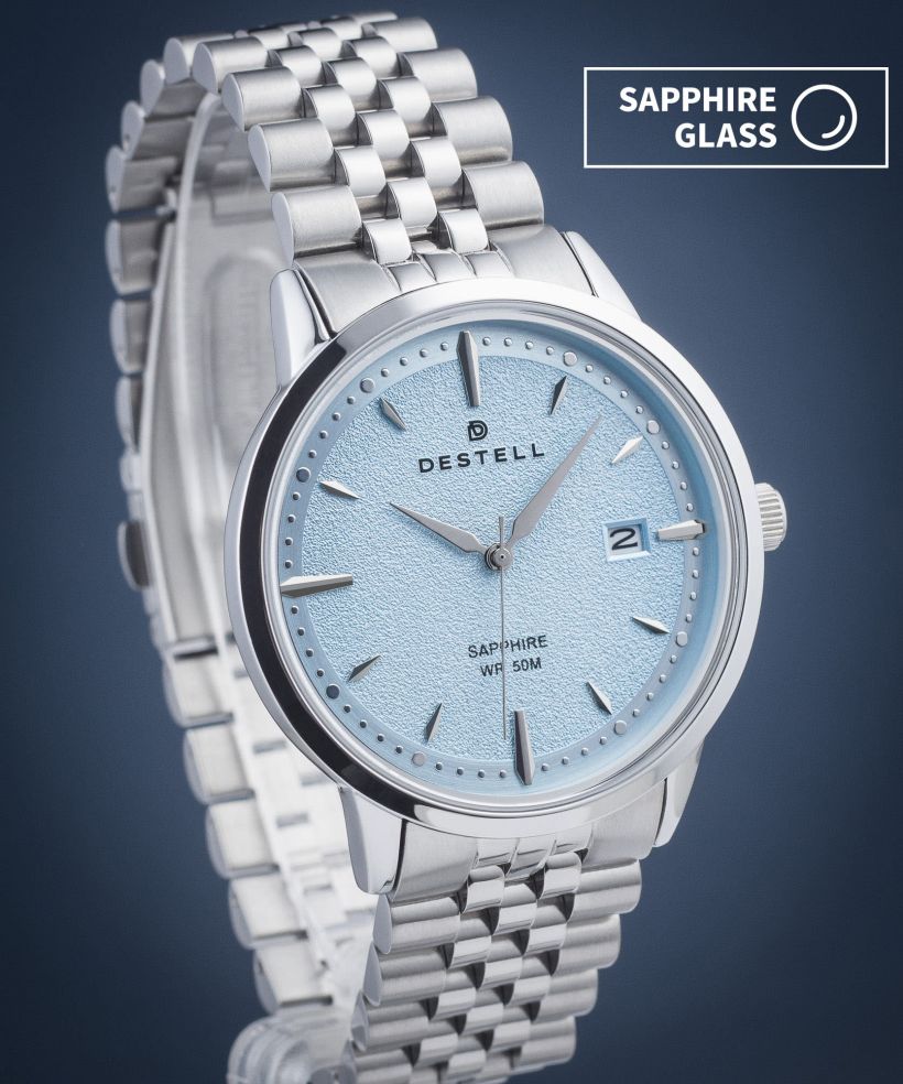 Zegarek męski DESTELL Pictor Ice Blue Silver Steel Sapphire