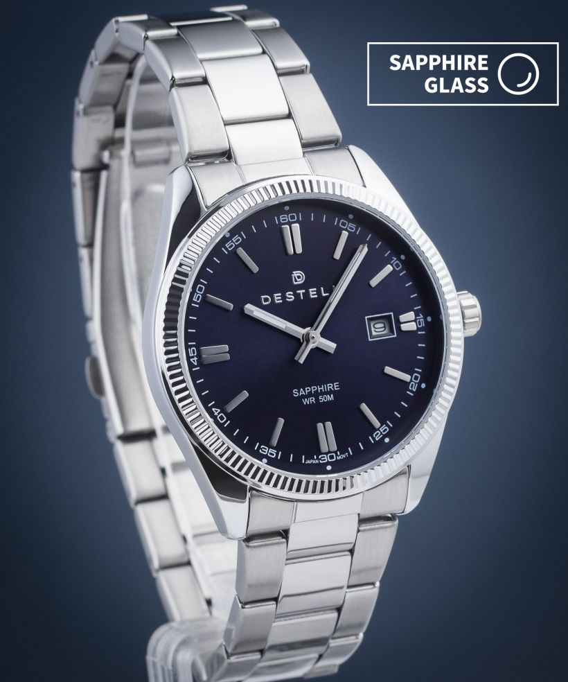 Zegarek męski DESTELL Loup Blue Silver Steel Sapphire