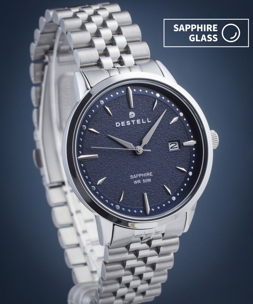 Zegarek męski DESTELL Pictor Blue Silver Steel Sapphire