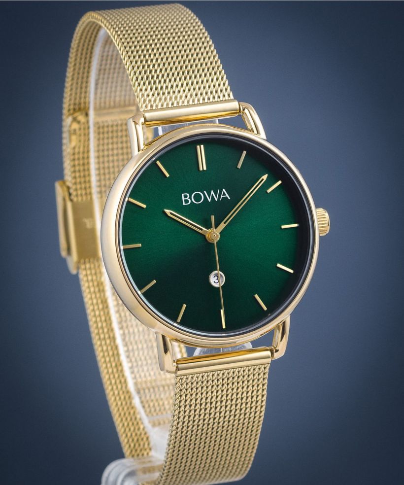 Zegarek damski BOWA Milan Green Gold Mesh 34
