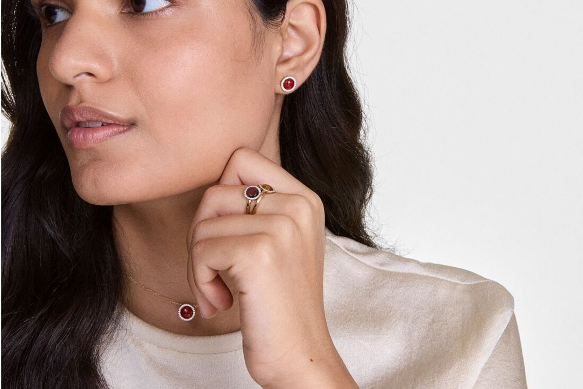 Naszyjnik Daniel Wellington Audrey Red Agathe Gold