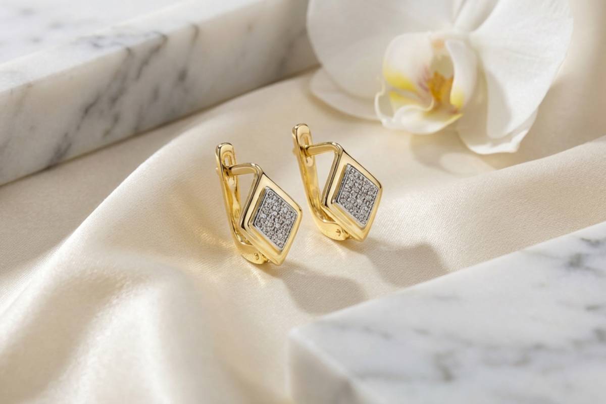 Kolczyki Bonore Crystal Vico Equenseze złota próby 585 z diamentem